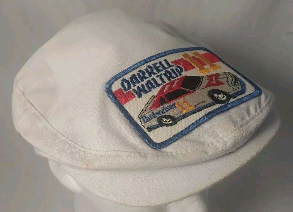 RARE Vintage 1980's Darrell Waltrip #11 NASCAR Budweiser Newsboy/Flat Cap Hat